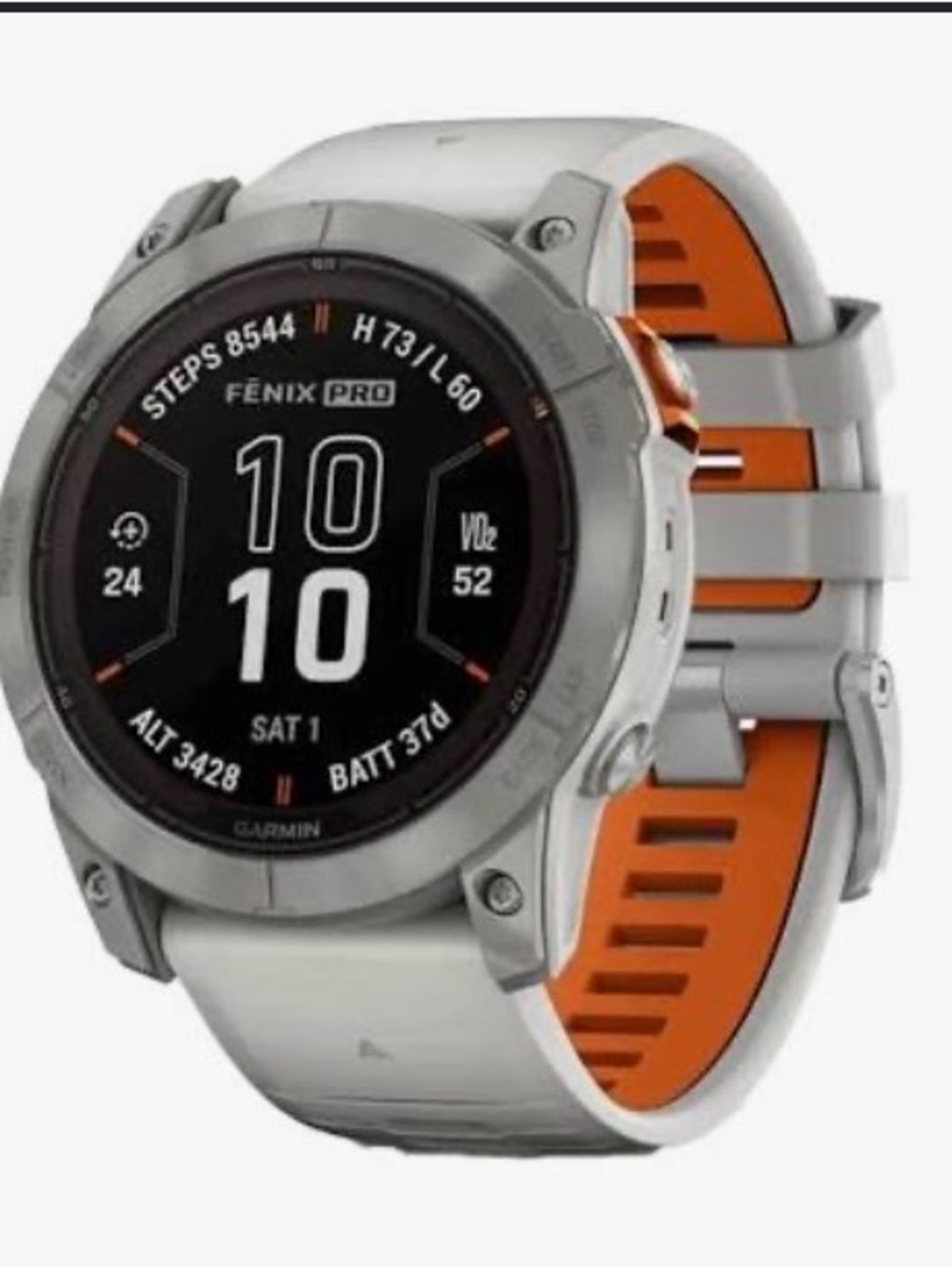 garmin Fenix Pro Silver with Orange-Accent Dual-Layer Strap